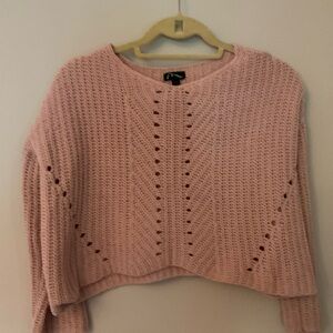 Art Class Pink Knit Cropped Crew Neck Sweater